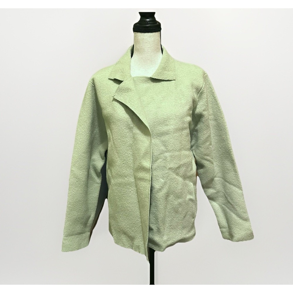 Eileen Fisher Asymmetrical Wool Jacket Women's Medium Soft Girl Modern‎ preppy